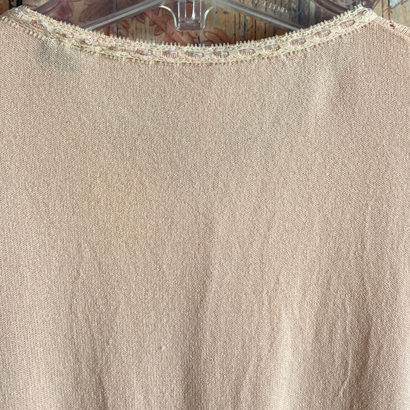 ABS STRETCH BODYCON CARDIGAN SWEATER PEACH BODYCON BEADED EMBELLISHED TOP M - Picture 8 of 12